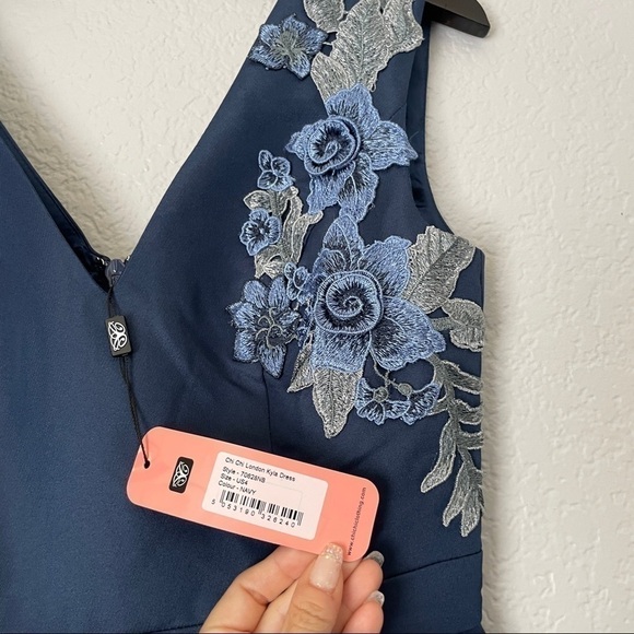 Nwt CHI CHI LONDON Appliqué Fit Flare Party Dress Navy 4 - Picture 7 of 14